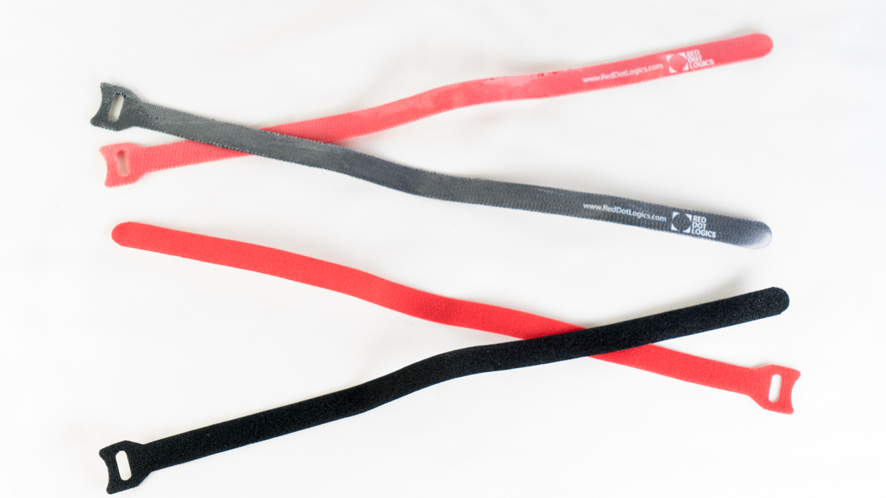Velcro Cable Ties 3⁄4 x 12″ Black & Red Red Dot Logics